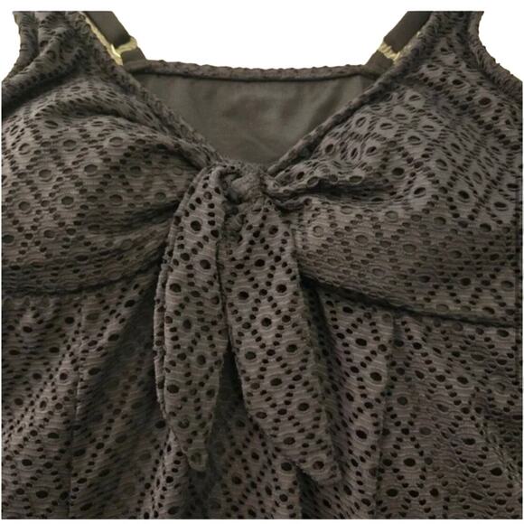 Swim Solutions Crochet Bow Front Black Swim Dress Size 8 New with tags - Picture 4 of 5